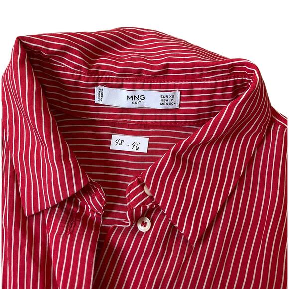 MNG Mango Red Striped Shirt Dress (missing belt) Women's Size 2 | 48-46 - Picture 4 of 7